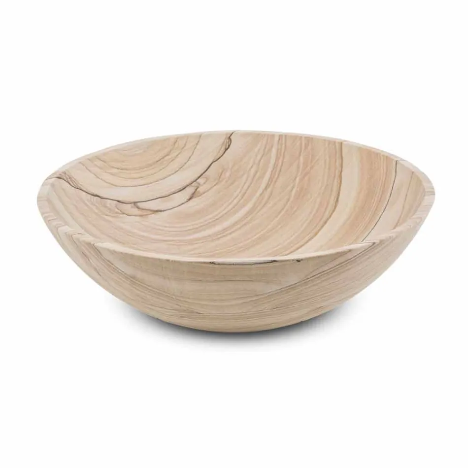 Umywalka łazienkowa nablatowa w okrągłym kształcie z piaskowca - Cerasolo Viadurini