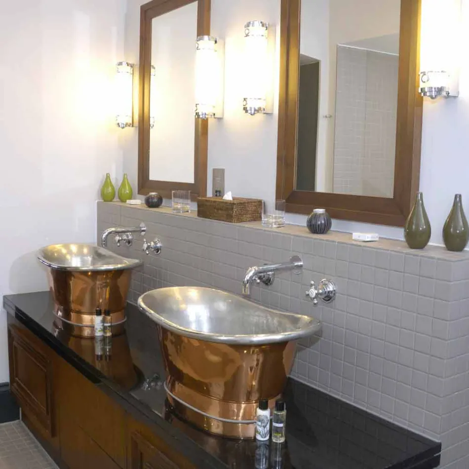 Umywalce wspierać miedzi i żelaza Cala biały Viadurini