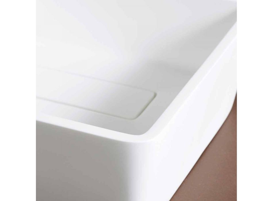 Umywalka łazienkowa nablatowa biała z ukrytym odpływem - Sider Viadurini