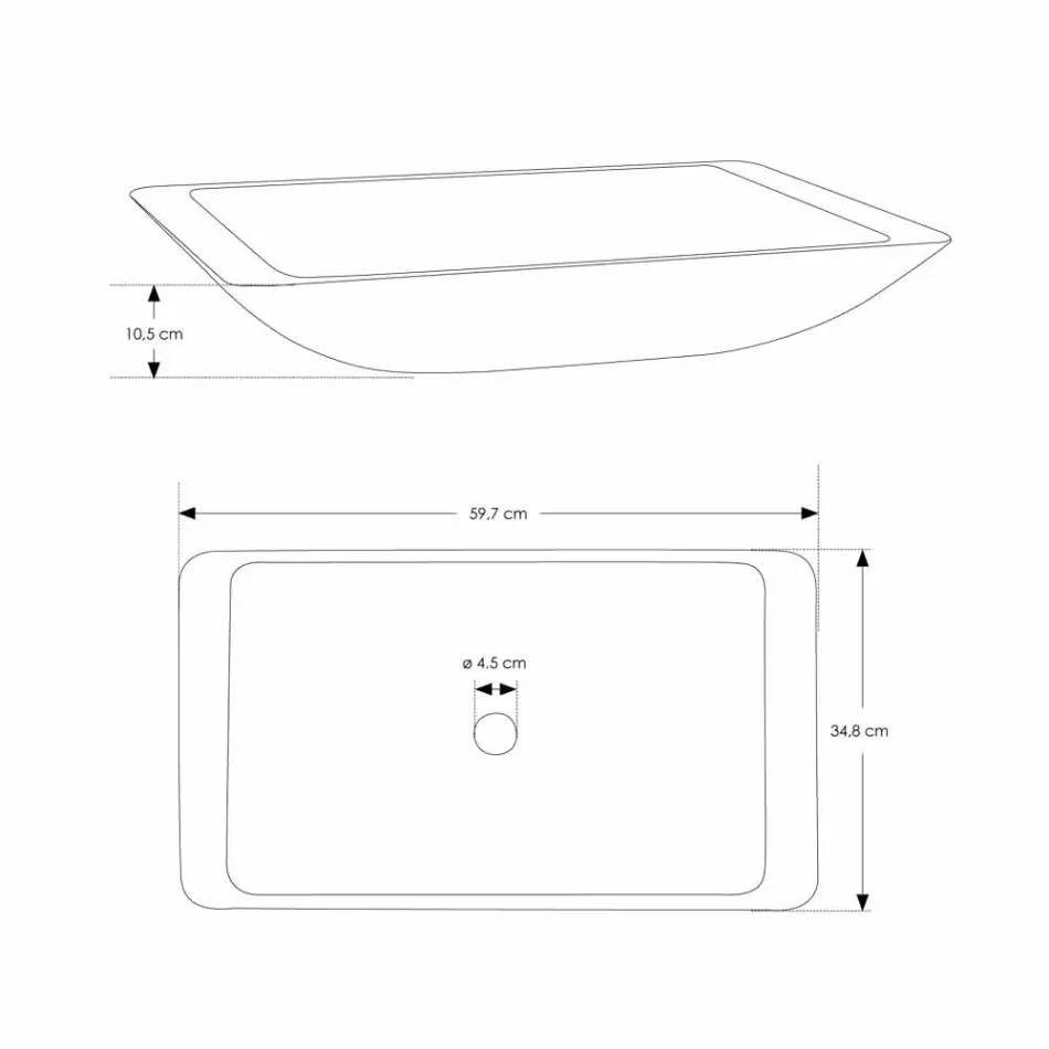Prostokątna Umywalka Nablatowa Biała Solid Surface - Albertina Viadurini