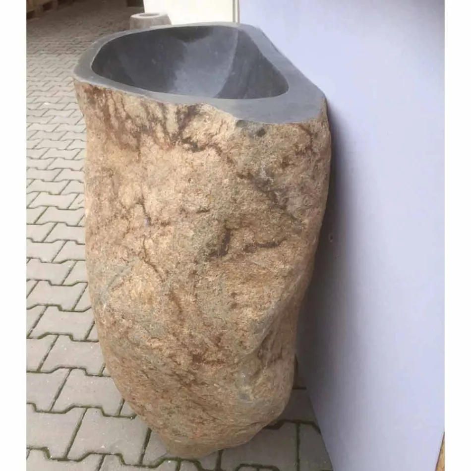 Design łazienka umywalka z naturalnego kamienia Sea, unikatowy kawałek Viadurini