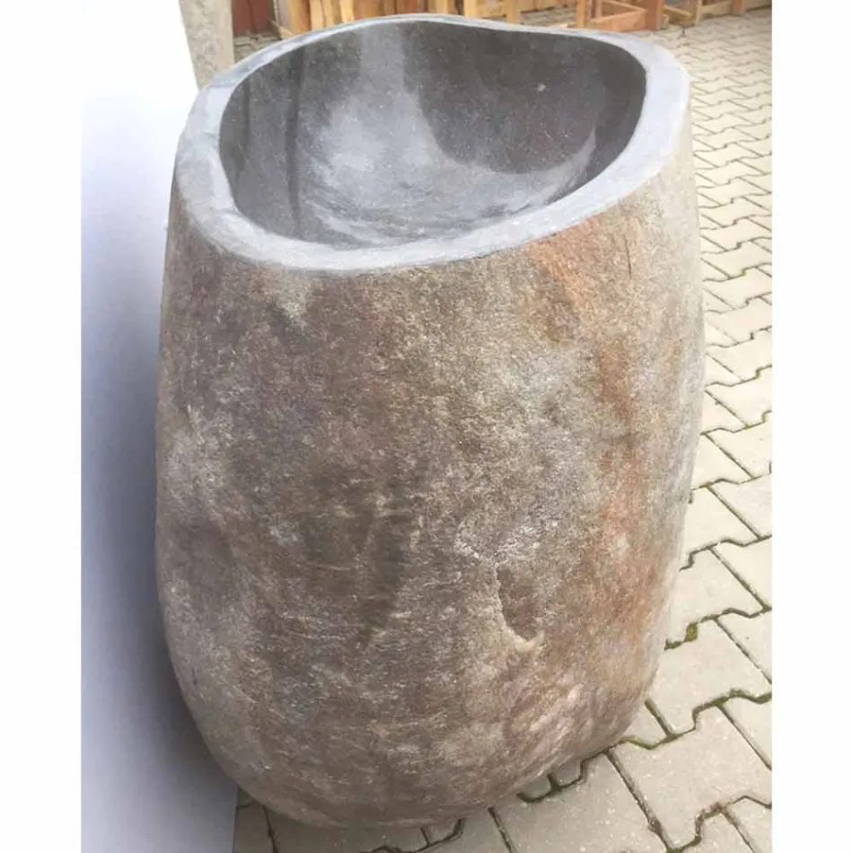 Design łazienka umywalka z naturalnego kamienia Sea, unikatowy kawałek Viadurini