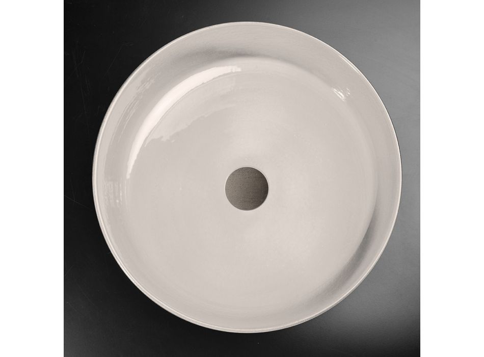 Umywalka łazienkowa w kolorze białym z gliny ogniotrwałej Made in Italy - Tatiana Viadurini