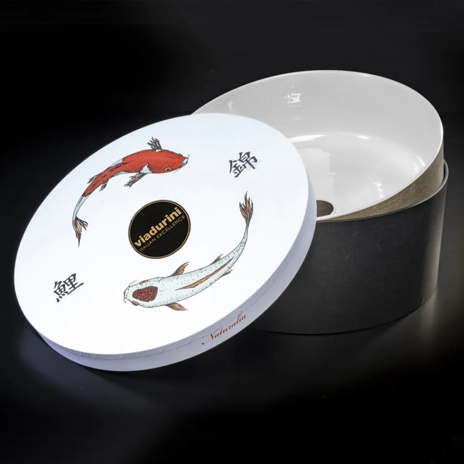 Umywalka łazienkowa w kolorze białym z gliny ogniotrwałej Made in Italy - Tatiana Viadurini