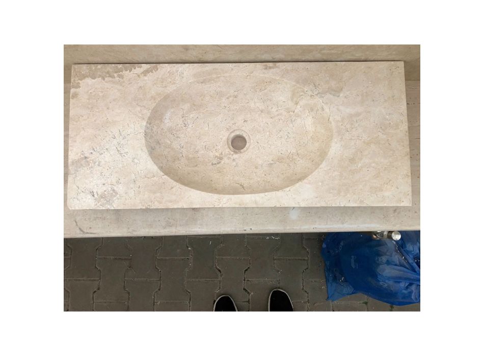 Umywalka biała nablatowa z kamienia naturalnego Vox, unikalna  Viadurini