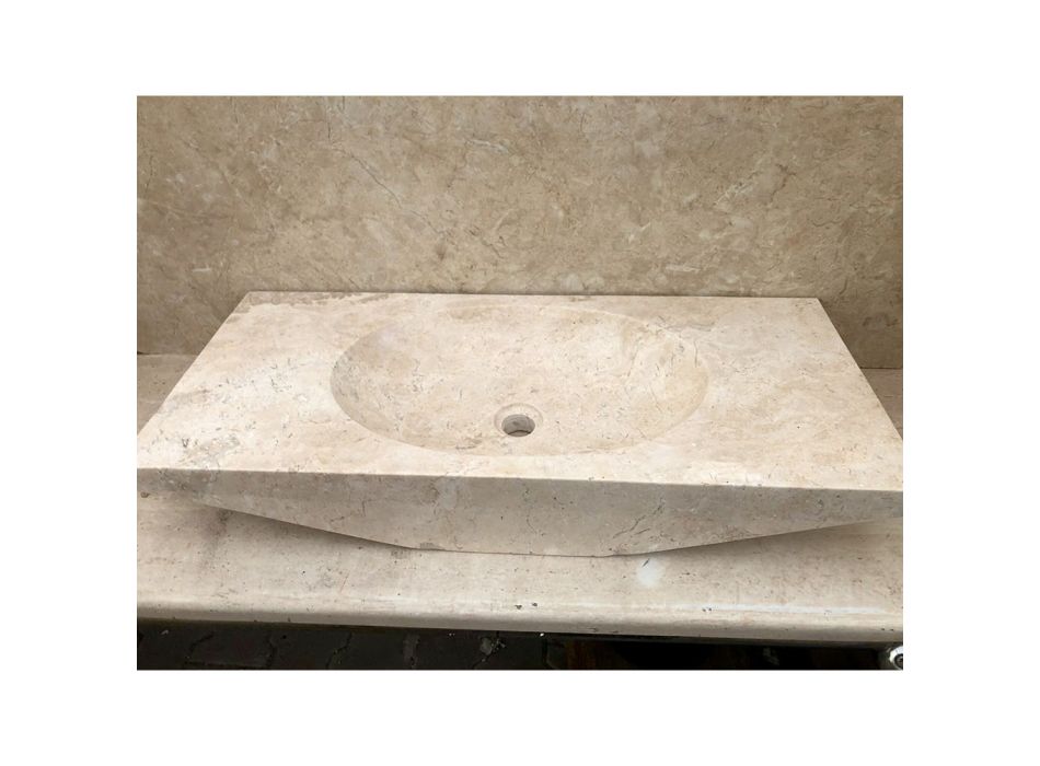 Umywalka biała nablatowa z kamienia naturalnego Vox, unikalna  Viadurini