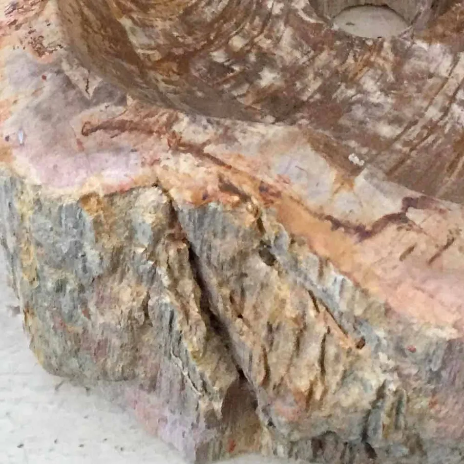 Design łazienka umywalka z drewna kopalnego Star mini, unikatowe Viadurini