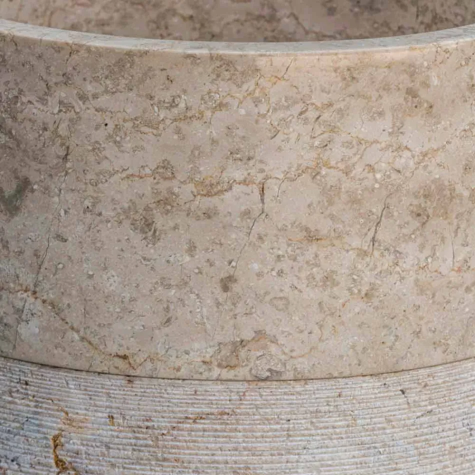 Wolnostojąca umywalka łazienkowa w kształcie walca z marmuru w kolorze kości słoniowej - Cremino Viadurini