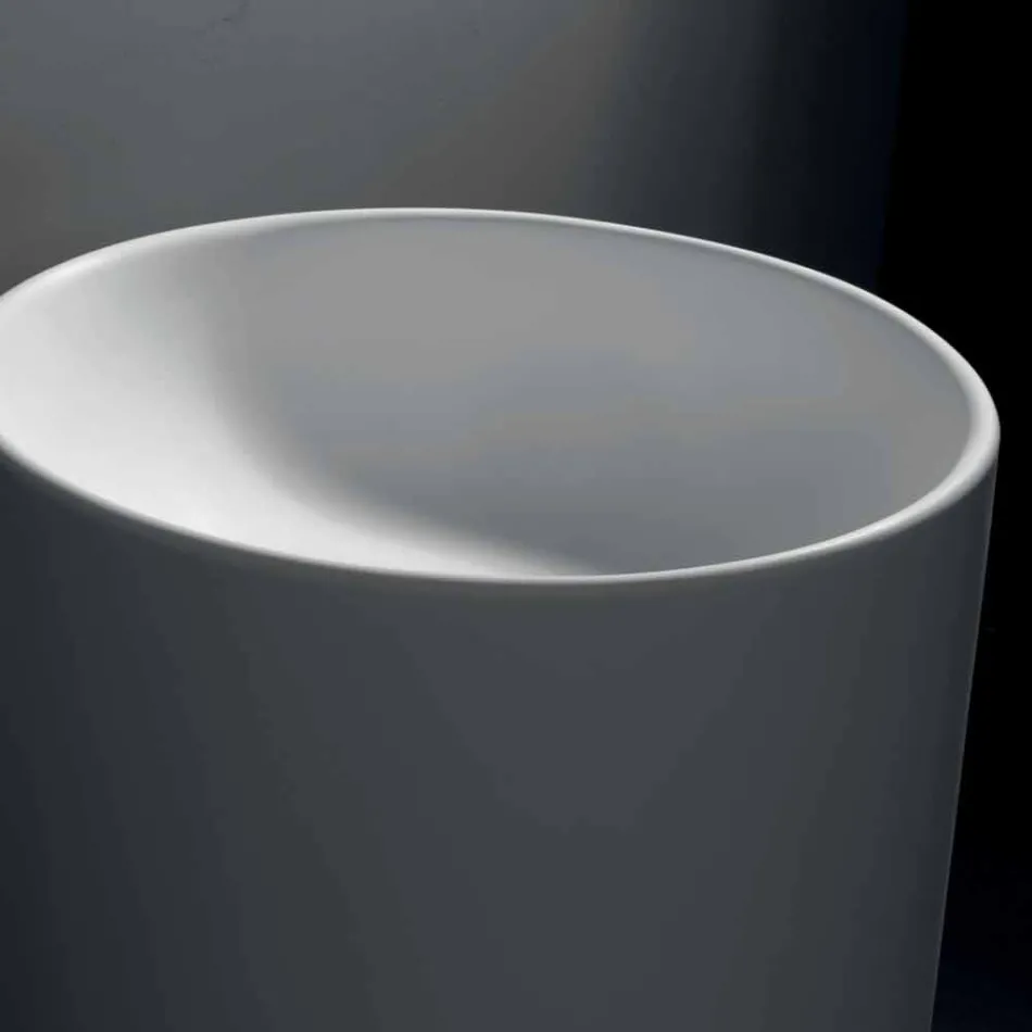 Wolnostojąca umywalka łazienkowa z białej żywicy o cylindrycznym kształcie - Libertine Viadurini