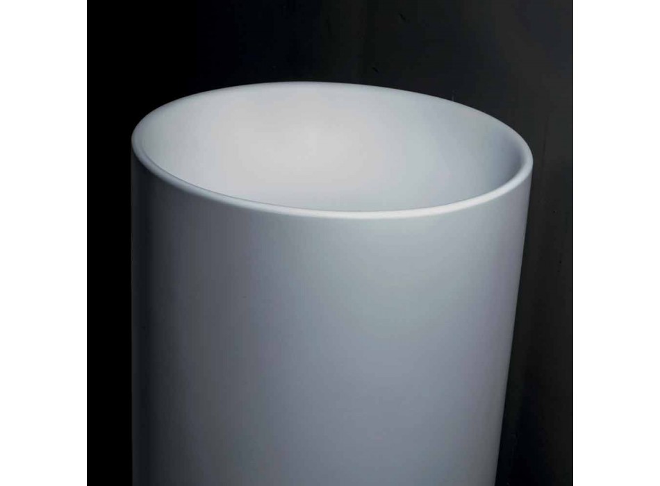 Wolnostojąca umywalka łazienkowa z białej żywicy o cylindrycznym kształcie - Libertine Viadurini