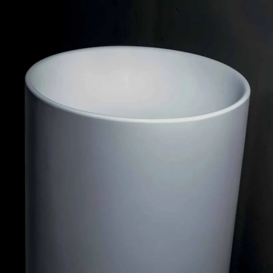 Wolnostojąca umywalka łazienkowa z białej żywicy o cylindrycznym kształcie - Libertine Viadurini