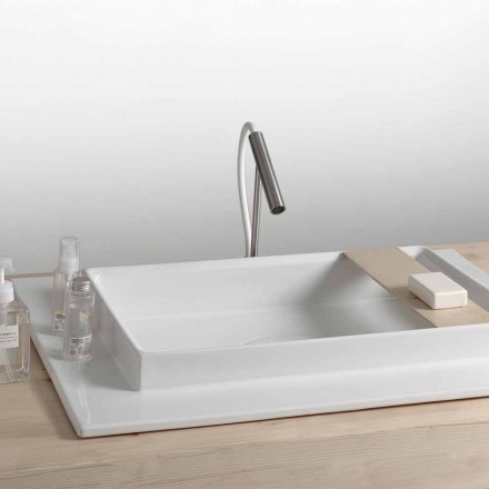 Basin łazienkowy ceramiczny prostokątny nowoczesny design Fred Viadurini