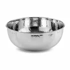 Okrągła Umywalka Nablatowa z Młotkowego Chromowanego Mosiądzu - Diament Viadurini