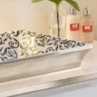 Umywalka w łazience, częściowo zagłębiona, zdobiona ręcznie w glinie ognistej wykonana we Włoszech, Guido Viadurini