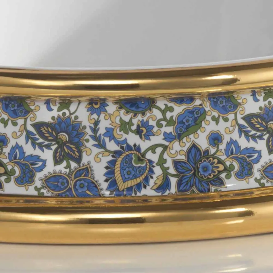 Umywalka w łazience z częściowo wpuszczoną gliną i złotem wykonana we Włoszech, Manilo Viadurini