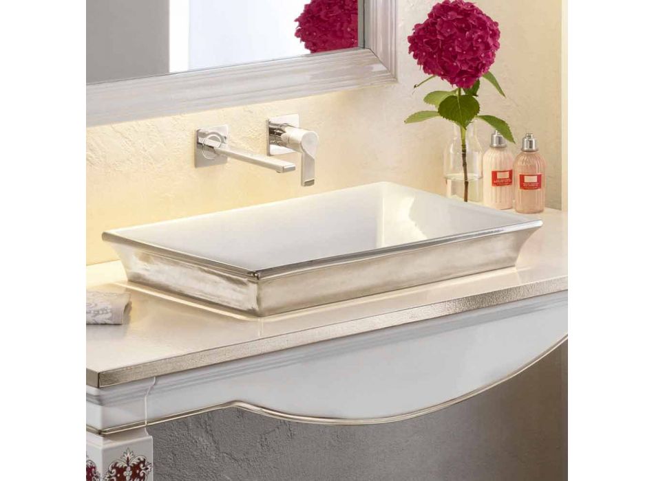 Umywalka w łazience z częściowo wpuszczoną glinką i platyną wykonana we Włoszech, Guido Viadurini