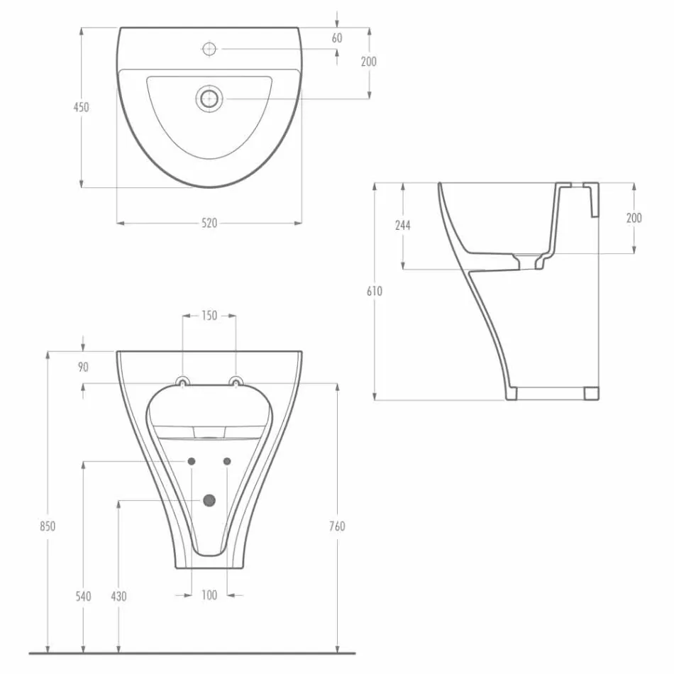 Nowoczesna ceramiczna umywalka naścienna wyprodukowana we Włoszech, Fiorello Viadurini