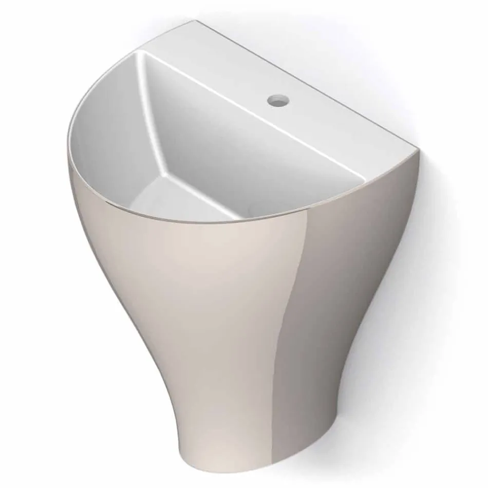 Nowoczesna ceramiczna umywalka naścienna wyprodukowana we Włoszech, Fiorello Viadurini