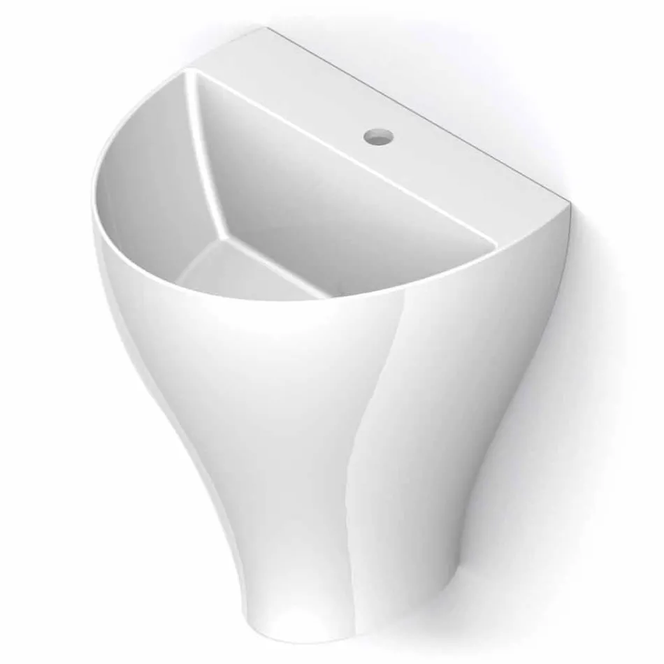 Nowoczesna ceramiczna umywalka naścienna wyprodukowana we Włoszech, Fiorello Viadurini