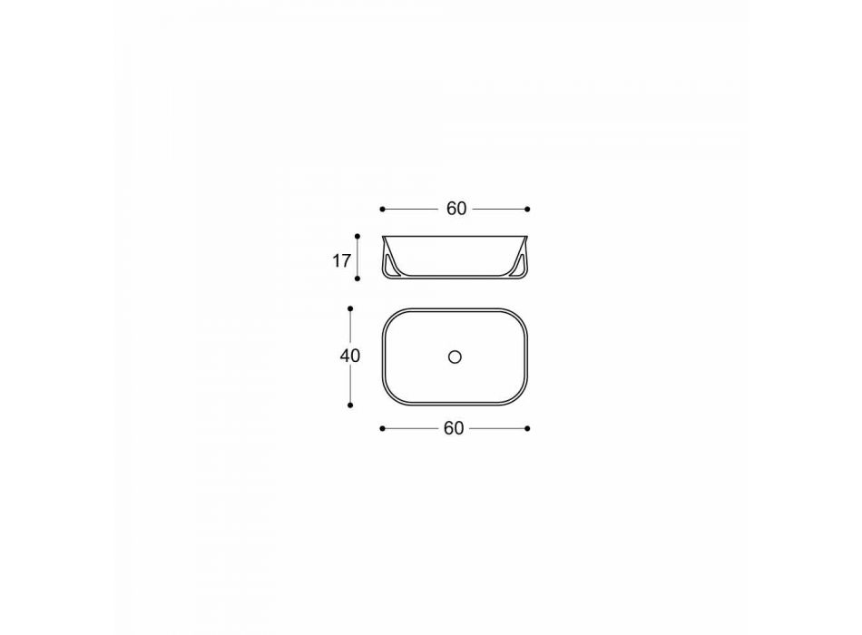 Prostokątna biała umywalka nablatowa o nowoczesnym designie - Tulyp2 Viadurini