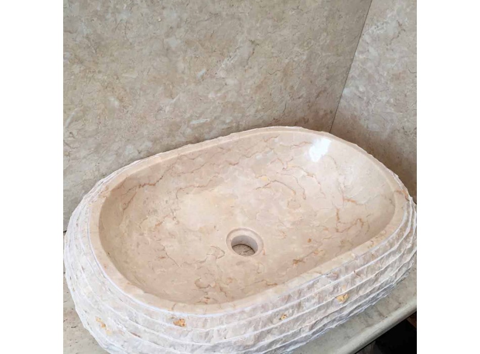Umywalka owalna biała Cora, ręcznie robiona Viadurini