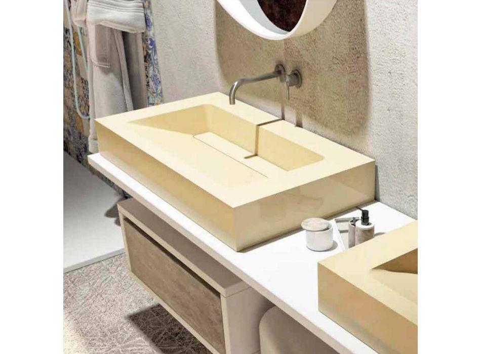 Centralna umywalka z designerskim blatem łazienkowym wykonana we Włoszech Gemona Viadurini