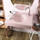 Różowa okrągła Umywalka wisząca Luxolid wykonana we Włoszech, Ruffano Viadurini