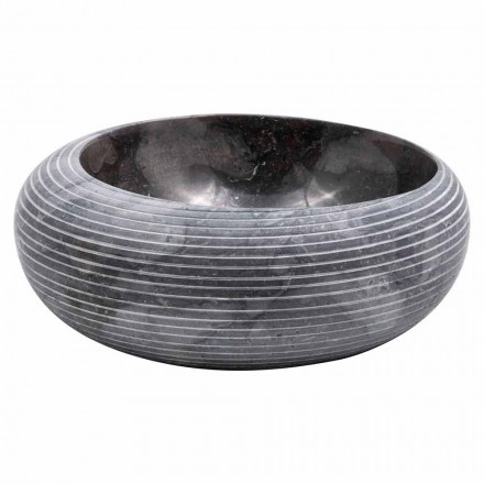 Okrągła umywalka nablatowa z ręcznie robionego marmuru, Bubbio Viadurini