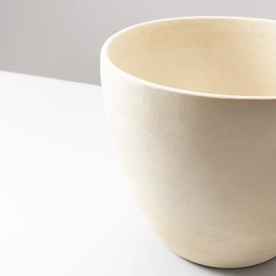 Stożkowy zlew blatowy z ręcznie toczonej szamotowej gliny - Orbite Viadurini