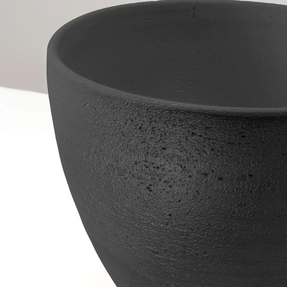 Stożkowy zlew blatowy z ręcznie toczonej szamotowej gliny - Orbite Viadurini