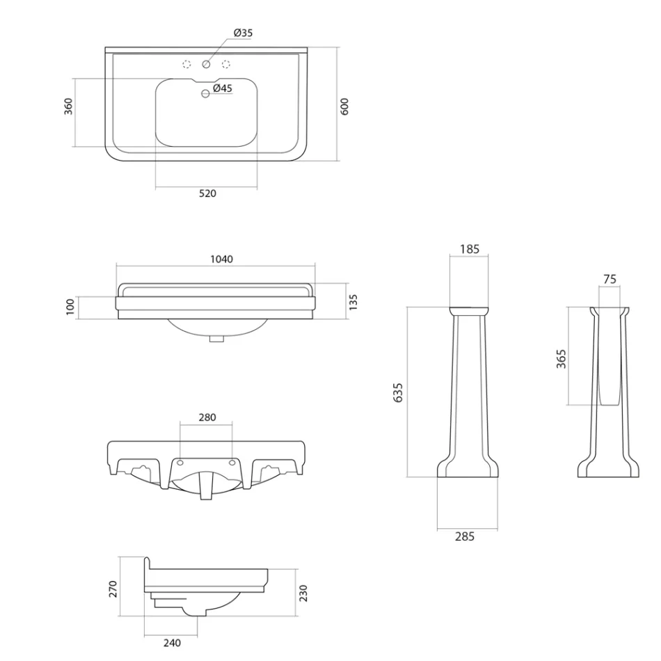 Umywalka z konsolą kolumnową z białej ceramiki Made in Italy - Wollie Viadurini