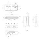 Umywalka z konsolą kolumnową z podwójną umywalką ceramiczną Made in Italy - Wollie Viadurini