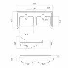 Klasyczna ceramiczna umywalka z podwójną miską wykonana we Włoszech, Swami Viadurini