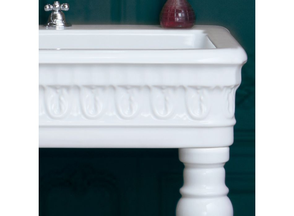 Umywalka na konsolę z białej ceramiki Made in Italy Classic Design - Areta Viadurini