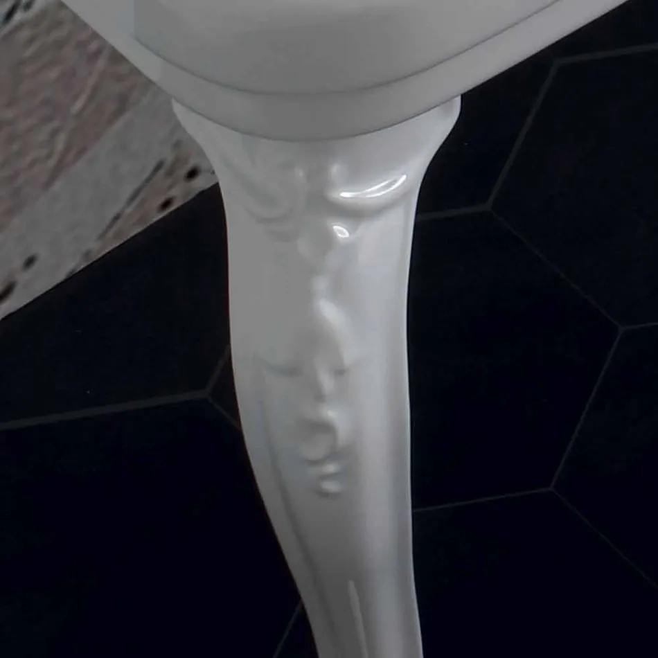 Umywalka na konsoli wykonana z białej ceramiki o klasycznym włoskim wzornictwie, Swami Viadurini