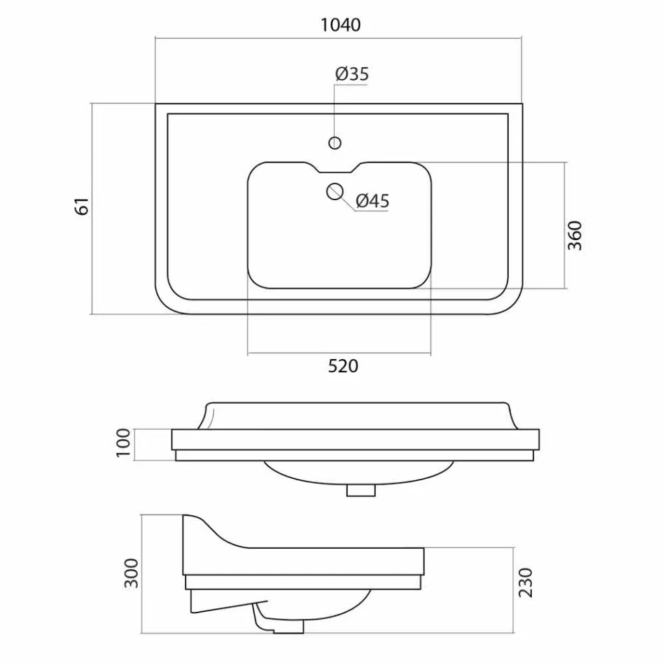 Umywalka na konsoli wykonana z białej ceramiki o klasycznym włoskim wzornictwie, Swami Viadurini