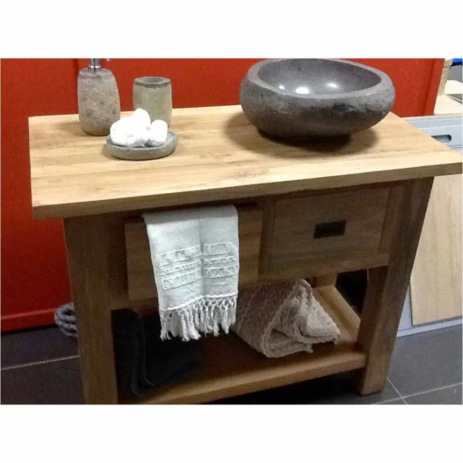 Umywalka nablatowa Artisan z kamienia naturalnego Modern River - Aurea Viadurini