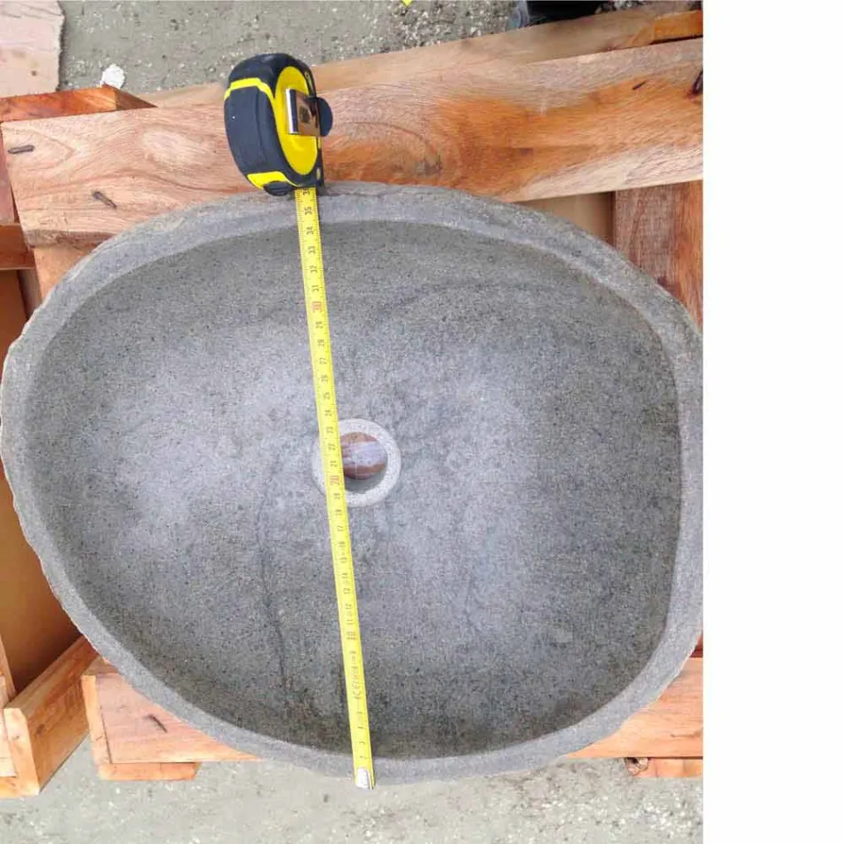 Umywalka nablatowa Artisan z kamienia naturalnego Modern River - Aurea Viadurini