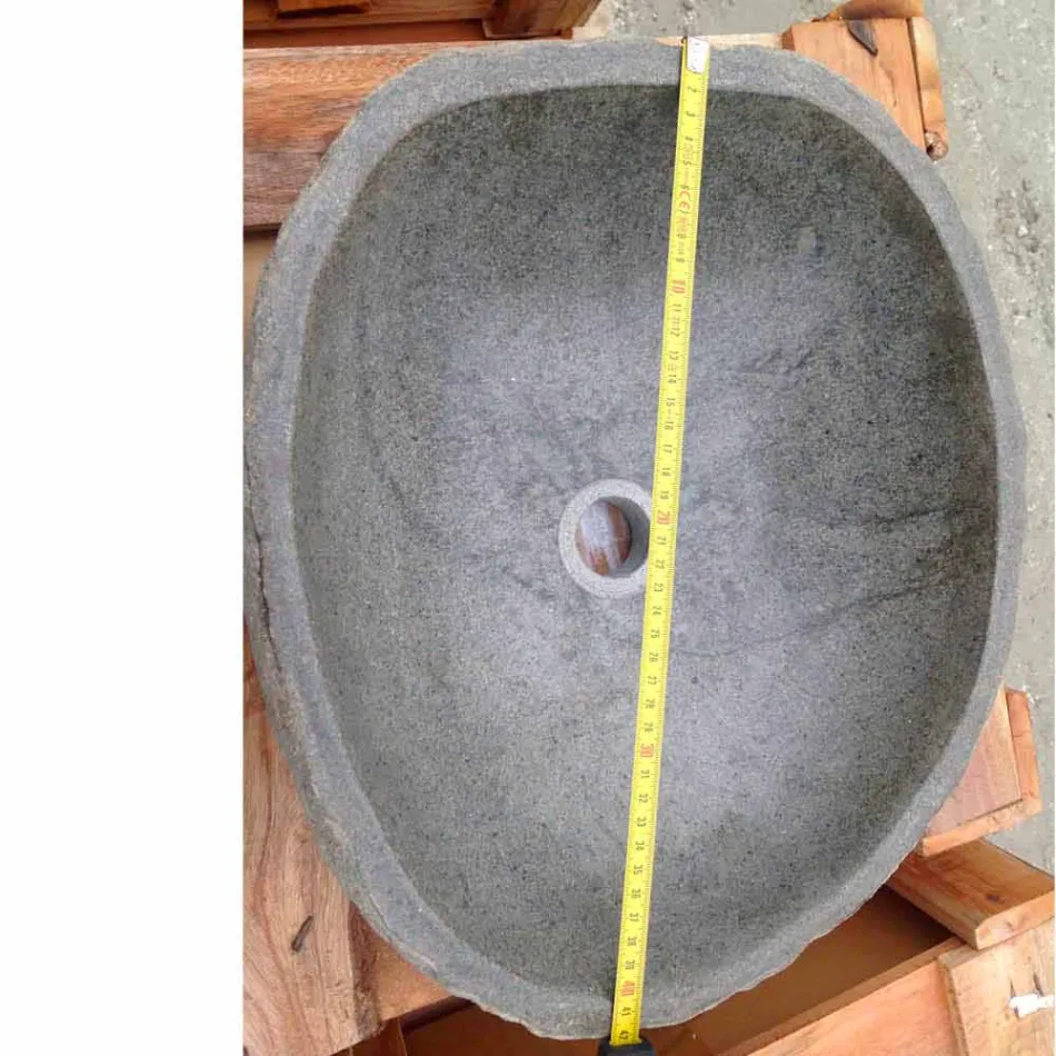 Umywalka nablatowa Artisan z kamienia naturalnego Modern River - Aurea Viadurini