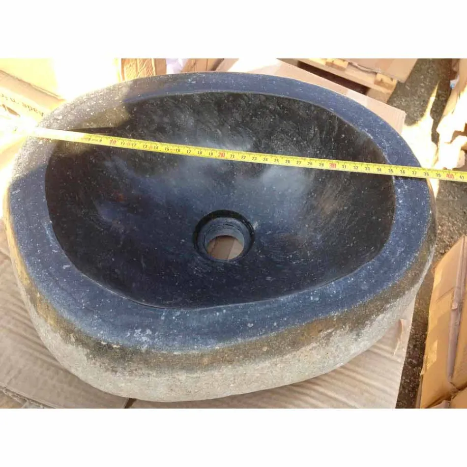 Umywalka nablatowa Artisan z kamienia naturalnego Modern River - Aurea Viadurini