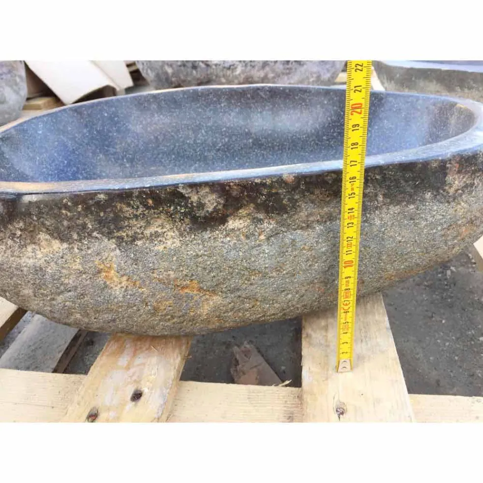 Umywalka nablatowa Artisan z kamienia naturalnego Modern River - Aurea Viadurini