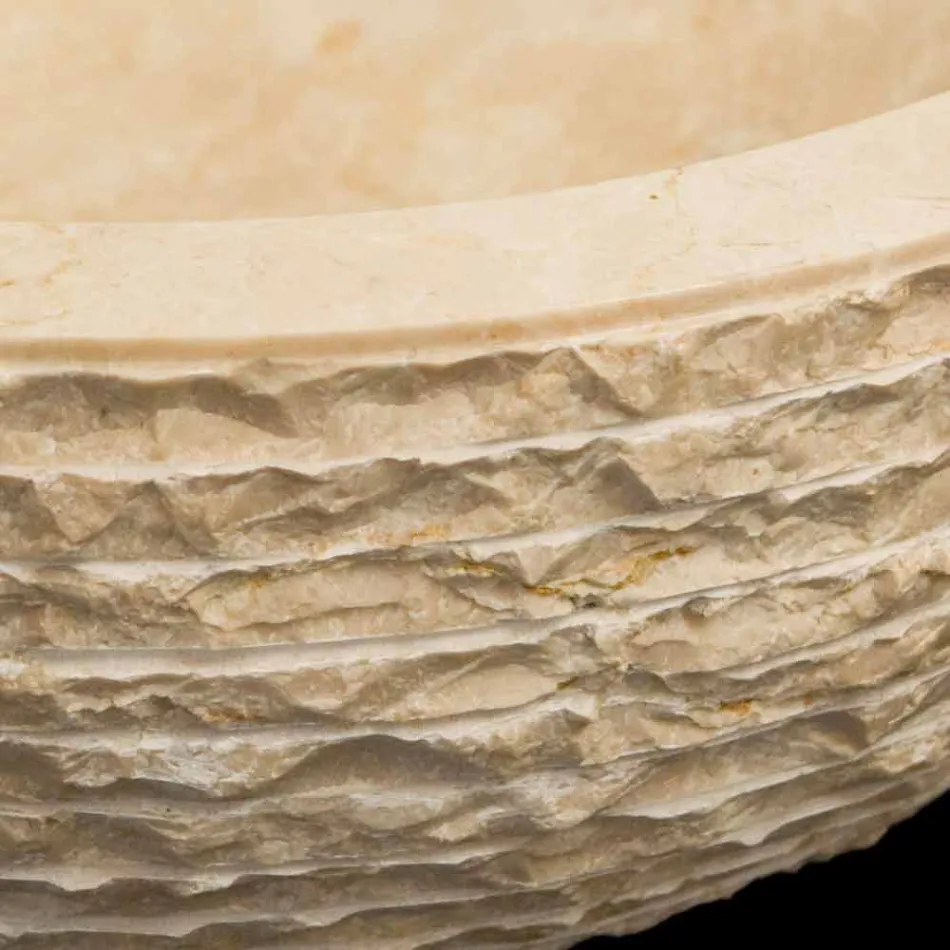 Umywalka Biały wspieranie kamień naturalny Finn, jeden kawałek Viadurini