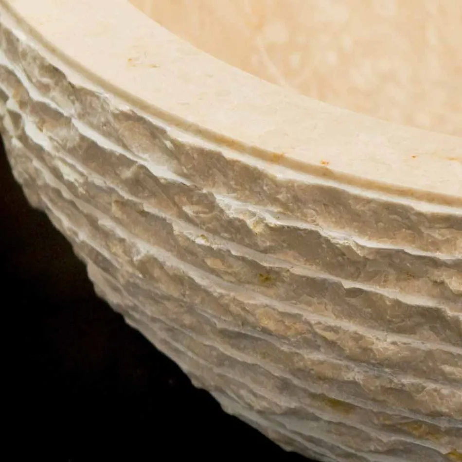 Umywalka Biały wspieranie kamień naturalny Finn, jeden kawałek Viadurini