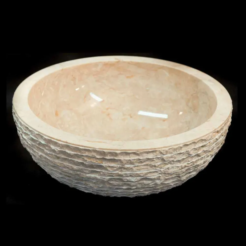 Umywalka Biały wspieranie kamień naturalny Finn, jeden kawałek Viadurini