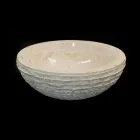 Umywalka Biały wspieranie kamień naturalny Finn, jeden kawałek Viadurini