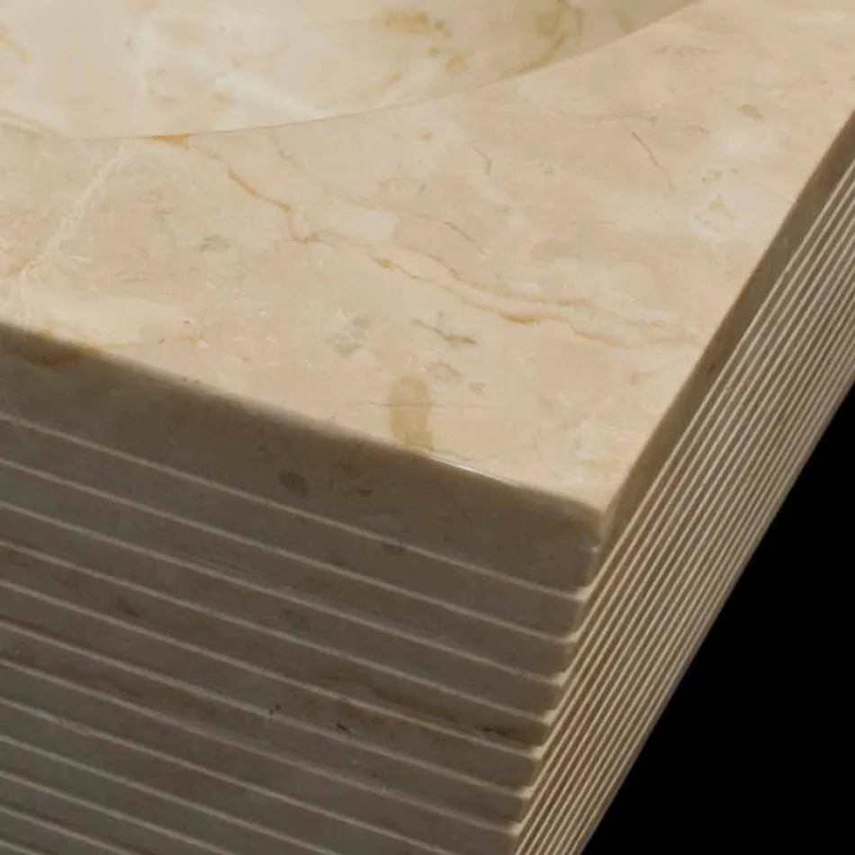 Biały Umywalka z kamienia naturalnego, jeden kawałek, Zor Viadurini