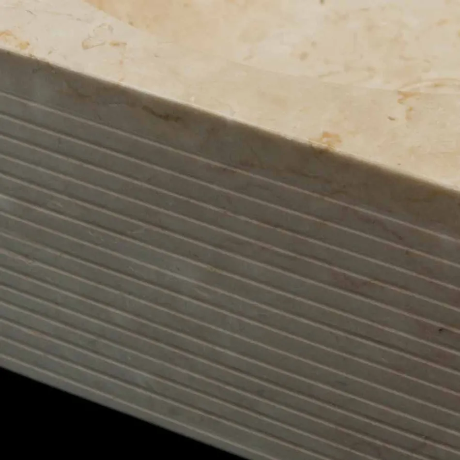 Biały Umywalka z kamienia naturalnego, jeden kawałek, Zor Viadurini