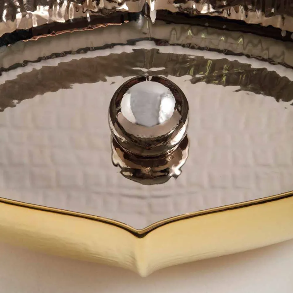 Umywalka ceramiczna i złota blatowa wykonana we Włoszech z projektu Oscar Viadurini