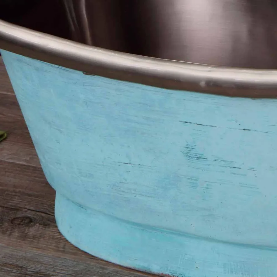 Umywalka wykończone w białym żelazem i patyna Cala Viadurini