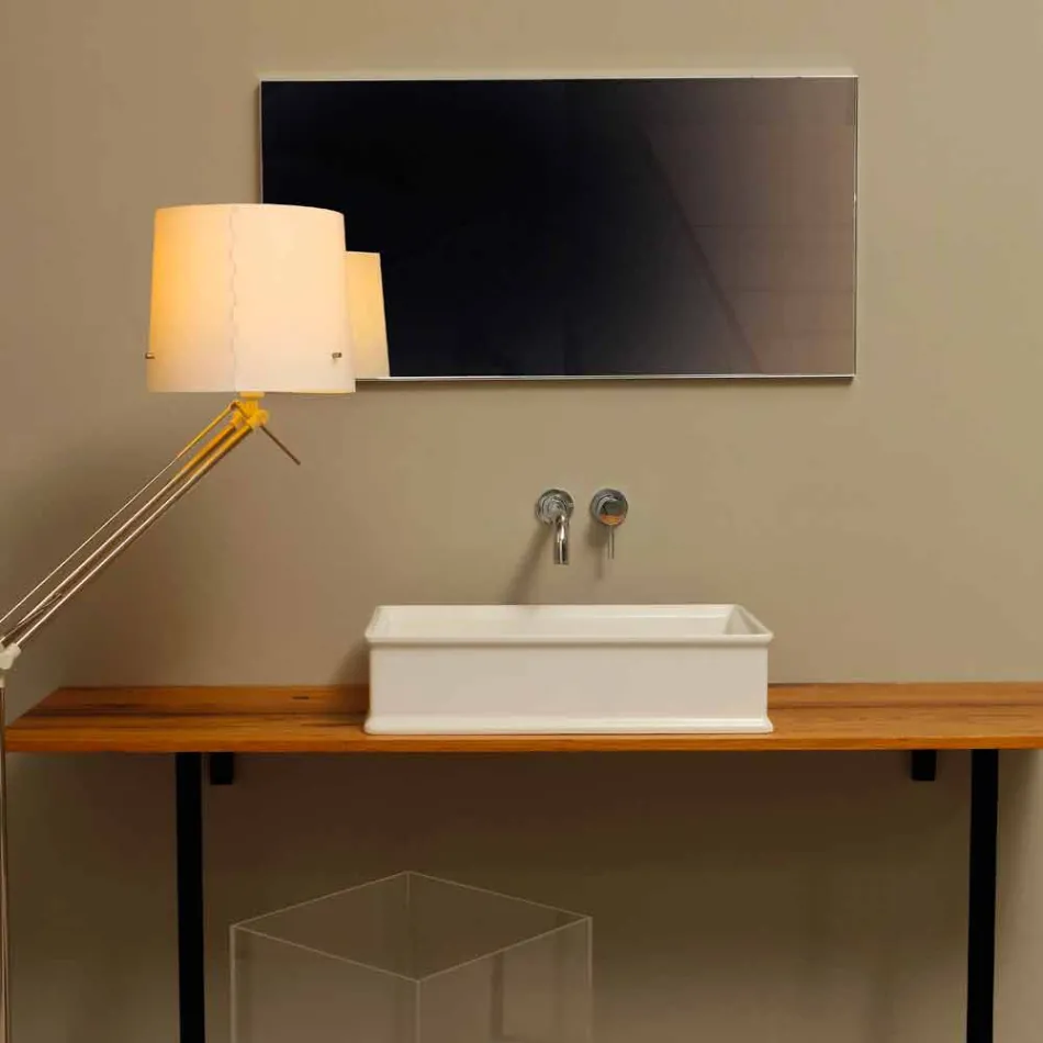 Umywalka nablatowa z neoklasycznym wzorem ceramicznym wykonana we Włoszech Debora Viadurini